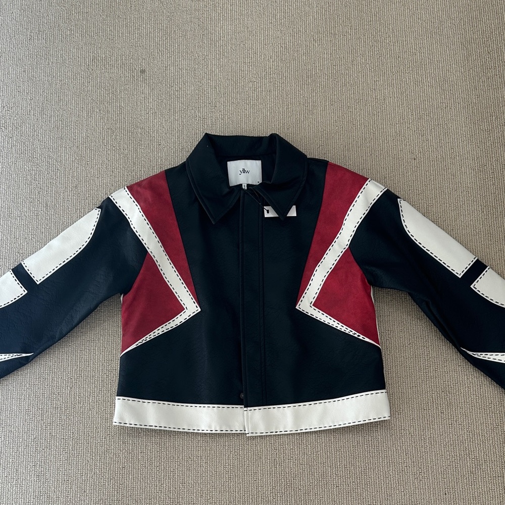 Yllw Yellow the label  leather Jackson Jacket in Black, Red, and White medium